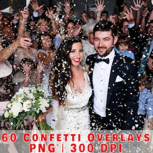 60 Confetti Photo Overlays for Photoshop, Confetti PNG, Falling Confetti, birthday Photo Overlays, Party Celebration Overlays, confetti