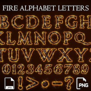 Fire Alphabet Letters Numbers, Flaming Burning Latin Alphabet, PNG - Etsy