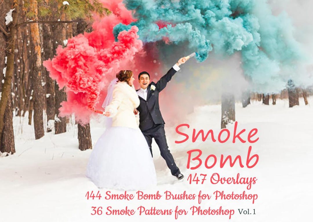 147 Colorful Smoke Bomb Overlays, Photoshop Brushes, Gender Reveal ...