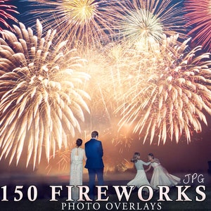 150 sovrapposizioni realistiche di fuochi d&#39;artificio, sovrapposizioni di Photoshop, fuochi d&#39;artificio di nozze, spettacolo celeste, sfondo di invito, festa, foto di fuochi d&#39;artificio, isolati