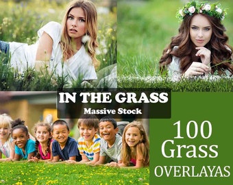 100 Grass Photo Overlays, Summer Photography, Green Grass overlay, Shooting Through, PNG