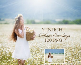 100 superposiciones fotográficas de luz solar, rayos de sol naturales, destellos de lente, rayos de sol, PNG