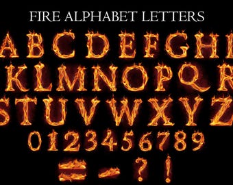 Fire Alphabet Letters and Numbers, Flaming Alphabet, Set of Letters in Flames, Burning Latin Alphabet, Fire Letters, Flaming Alphabet, PNG