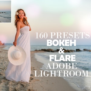 160 Lightroom Presets Bokeh and Flare, Lightroom Overlays, Photography Premium Portrait Presets, bokeh photo overlays, sun flare overlays
