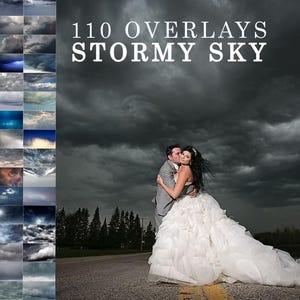 110 Stormy Sky Photoshop Overlays, Professional Photo Layer, Overcast Background Backdrops for photographers, clouds effect, Sky overlay