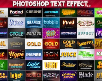 100 Photoshop Text Effects, 3D Fully Editable PSD Templates, Cinematic Styles, Gold, Silver, Stone