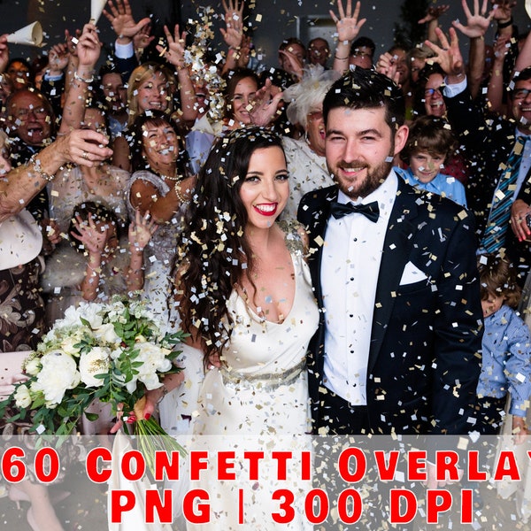 60 Confetti Photo Overlays for Photoshop, Confetti PNG, Falling Confetti, birthday Photo Overlays, Party Celebration Overlays, confetti