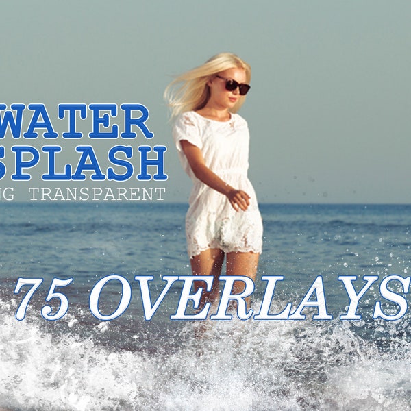 70 Water Splash Photo Overlays, Splashes Clipart, Water Drops, Summers Sea wave river ocean overlays, Splatter overlay, Aquapark, PNG file