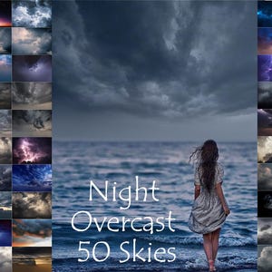 50 Dramatic Sky Photo Overlays, Stormy, Night, Lighting, Overcast Skies, Cloudy Effect