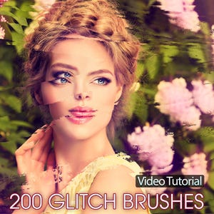 200 Glitch Photoshop Brushes, Glitch Photo Effect, Abstract Glitch Texture, Distortion Brush Effect, Anaglyph 3D, Photography Distorted Wave