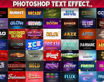 100 Photoshop Text Effects, 3D Fully Editable PSD Templates, Retro, Neon, Gold, Glass, Action