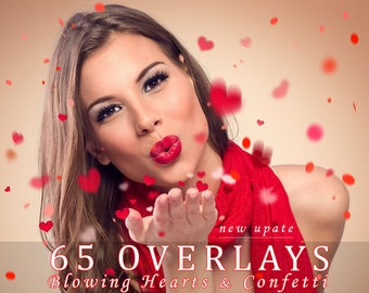 65 Blowing Hearts Overlays, Blowing Confetti for Photoshop, Love overlay, Wedding overlays, Blowing kisses Overlays, Valentine day PNG Files