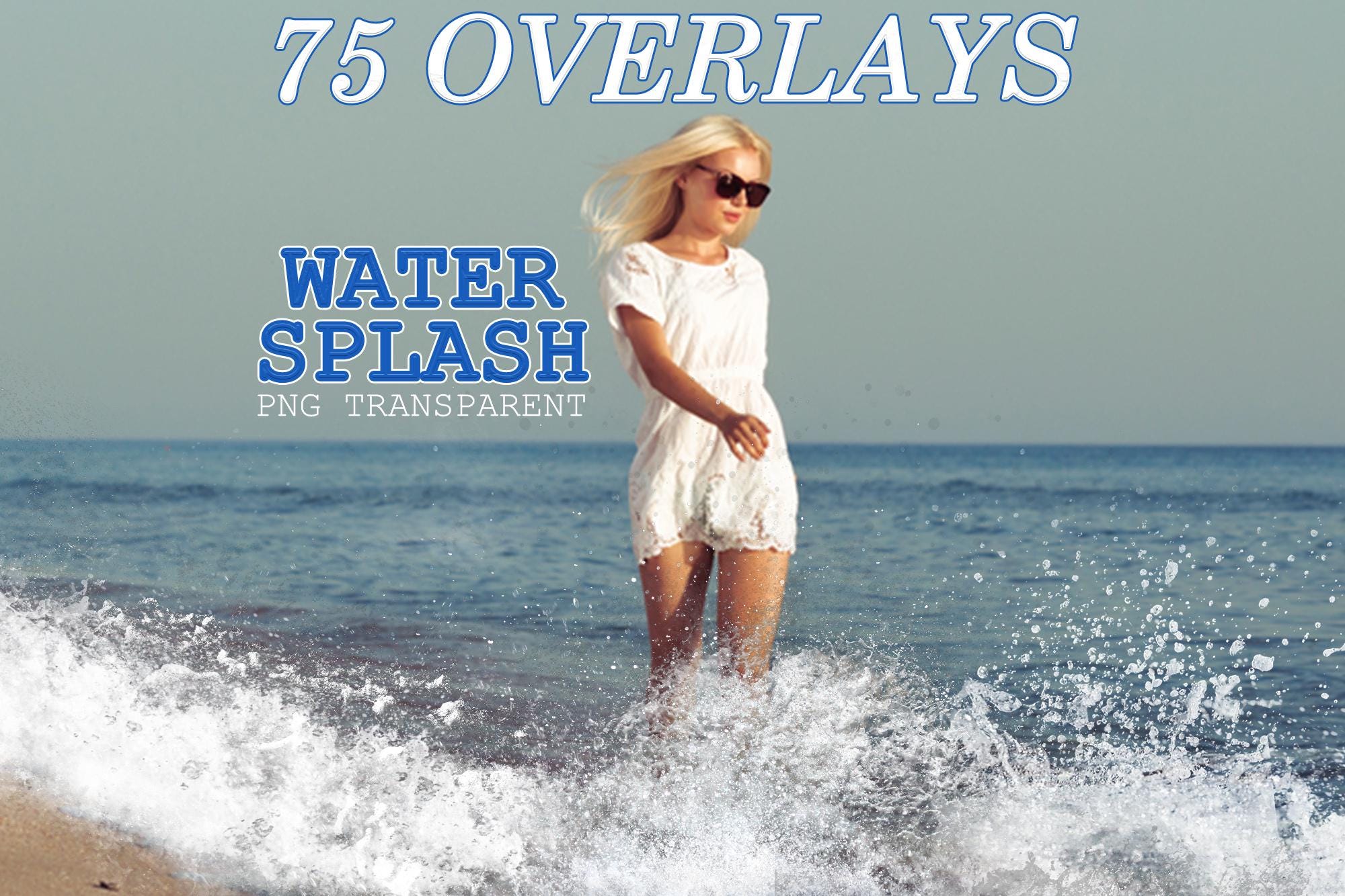 70 Water Splash Photo Overlays, Splashes Clipart, Water Drops, Summers Sea wave river ocean overlays, Splatter overlay, Aquapark, PNG file