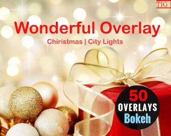 50 Bokeh-Foto-Overlays Weihnachtsgeschenk, Bokeh Überlagerung, Urlaub-Foto-Overlays für Photoshop, Lichter Überlagerung, Bokeh Stadt, bunten bokeh