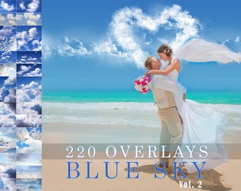 220 Blue Sky Overlays, Dramatic Sky Overlay, Cloud Overlay Photography Overlays, Photoshop skies, photo overlays digital sky wedding overlay