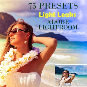 75 Lightroom Presets Light Leaks, Lightroom Overlays, Photography Presets Portrait Presets flare photo overlays sun flare presets Leak light