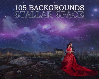 105 Starry Night Sky, Cosmic Galaxy Backgrounds, Outer Space, Milky Way, Nebula, Stellar Sky