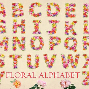 Floral Alphabet Clipart, Floral letters, Wedding Clipart, Digital Floral Alphabet, Letters Clipart, Scrapbook Floral, Floral Monogram