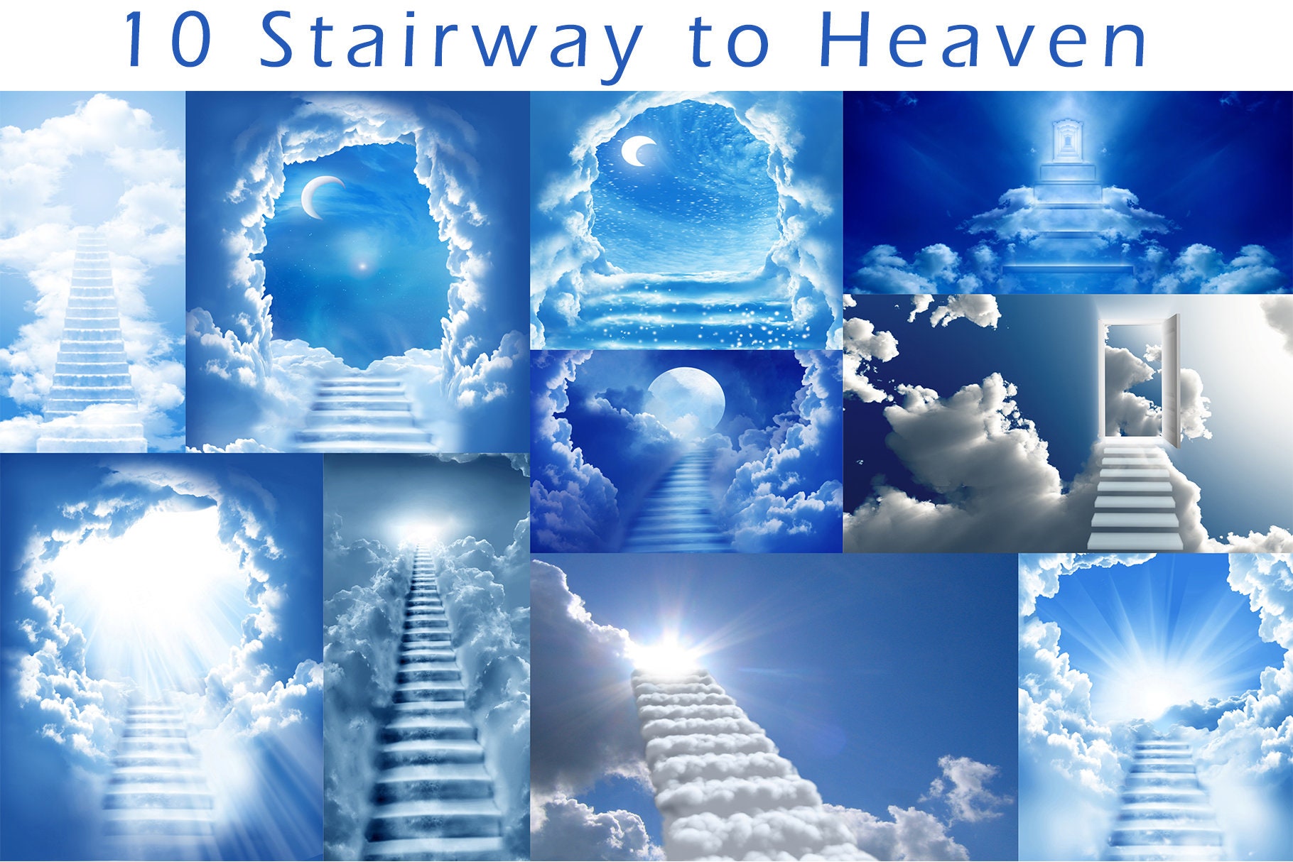 Memorial Picture Frame, Stairway To Heaven Clouds, Blue, Sublimation  Design, Instant Download, Digital File, PNG, Design #RIP-10