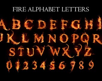 Fire Alphabet Letters and Numbers, Flaming Alphabet, Set of Letters in Flames, Burning Latin Alphabet, Fire Letters, Flaming Alphabet, PNG