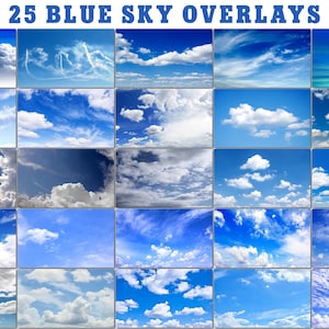 25 Blue sky overlays, background, Sky Overlay, Cloud Overlay, Photography Overlays, Photoshop skies, photo overlays, digital sky, clouds