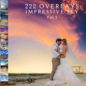 222 Dramatic Sky Overlays for Photoshop Professional Photo Layer Backdrops for photographers clouds effect digital skies photo overlays