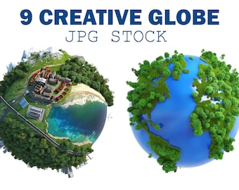 9 Kreativer Globus, Erde umweltfreundlich, natürliche Umwelt Erde Planet, Globus Planet Kreativität Meereswald Grünes Welt Design-Konzept