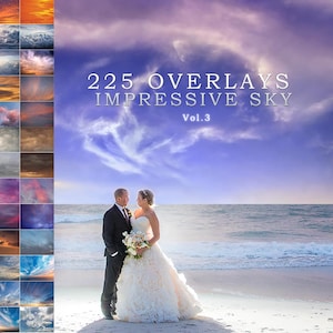 225 Dramatic Sky Overlays for Photoshop Professional Photo Layer Backdrops for photographers clouds effect digital skies photo overlays