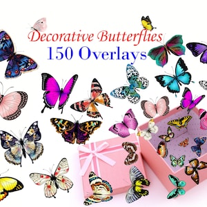 150 Butterflies Photo Overlays, Butterfly Overlays for Photoshop, Photo overlays, PNG FILES, Digital butterflies, Color Flying Butterflies