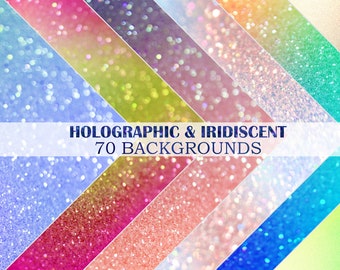 70 Holographic Digital Texture, Iridescent Backdrop Digital Foils, Abstract Holographic Paper,  Holo Texture, Glitter Overlays for Photoshop