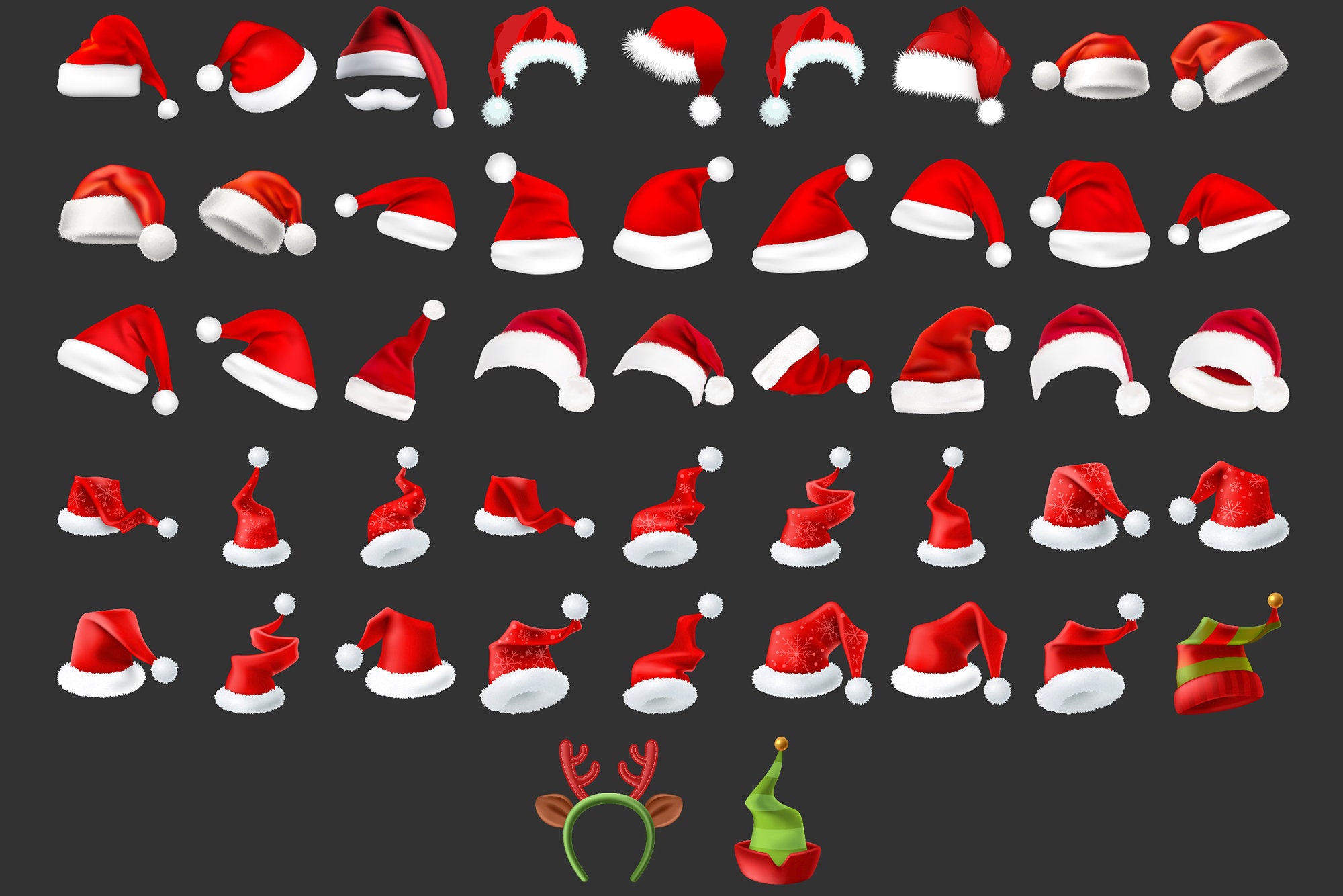 45 Christmas Hats Photo Overlays, Red Santa Hat, Decoration, Holidays ...