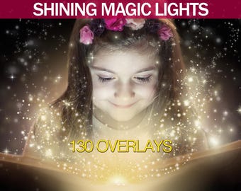 130 Shining Magic Lights Overlays for Photoshop, Christmas overlays, Open Gift Lights, Magic Book Light, Glowing Overlays, Sparkling Light