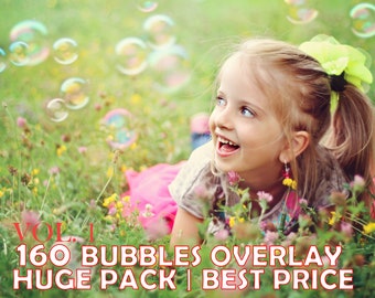 160 Bubbles Photoshop Overlays, Soap Bubbles Overlay, PNG Bubbles, Realistic Soap bubble Photo effect, digital bacdrop, bubble backdrop