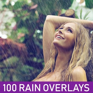 100 Rain Overlays, Realistic Rain Rainfall, Rainy Weather Photoshop Overlays, Nature Weather Overlay, Wedding  Rainy Day Effect, Falling
