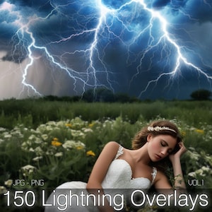 150 Lightning strike overlays, Electric energy effects, Realistic thunder storm, Striking lightning in sky, Bolt Shock, Electric spark, PNG