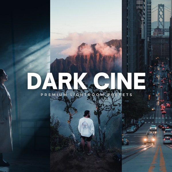 Dark Cinematic Lightroom Presets | Moody Cine Street and Nature Presets, Travel Instagram Photo Filters | Mobile & Desktop