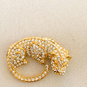 Trifari Vintage Pave Rhinestone Leopard Pin