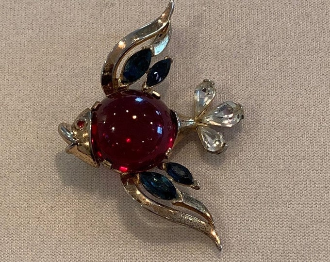 Trifari Vintage Alfred Phillipe Fish Jelly Belly Pin - Etsy