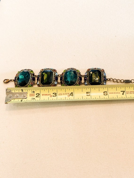 Poggi France Vintage Rhinestone Bracelet in Teal … - image 7