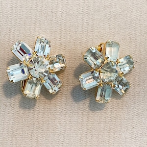 Trifari Vintage Smaragd geschnittene Strass Ohrclips