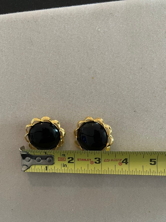 Trifari Black Button Earrings - image 3