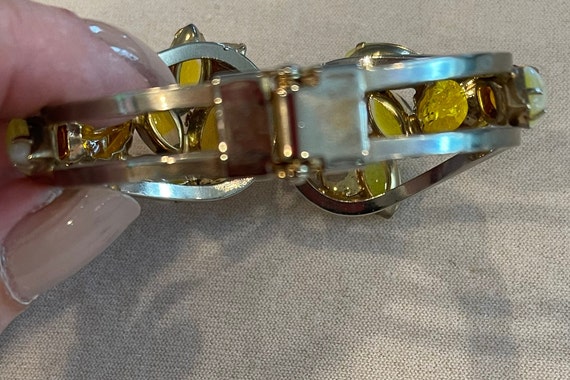 Multi Yellow Rhinestone Hinged Cuff Bracelet - image 5