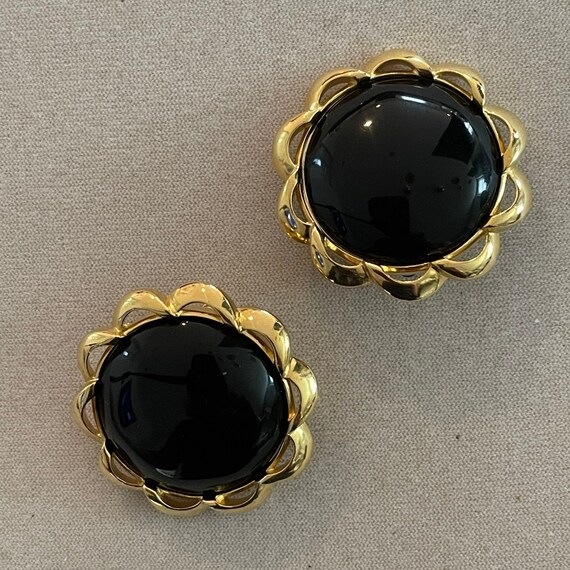 Trifari Black Button Earrings - image 1