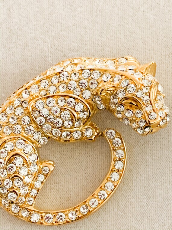 Trifari Vintage Pave Rhinestone Leopard Pin - Gem