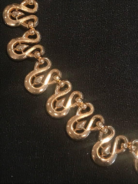 Vintage Trifari Gold Rhinestone Necklace & Earrin… - image 4