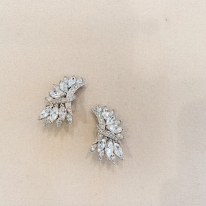 Trifari Vintage Marquise Rhinestones Clip Earrings