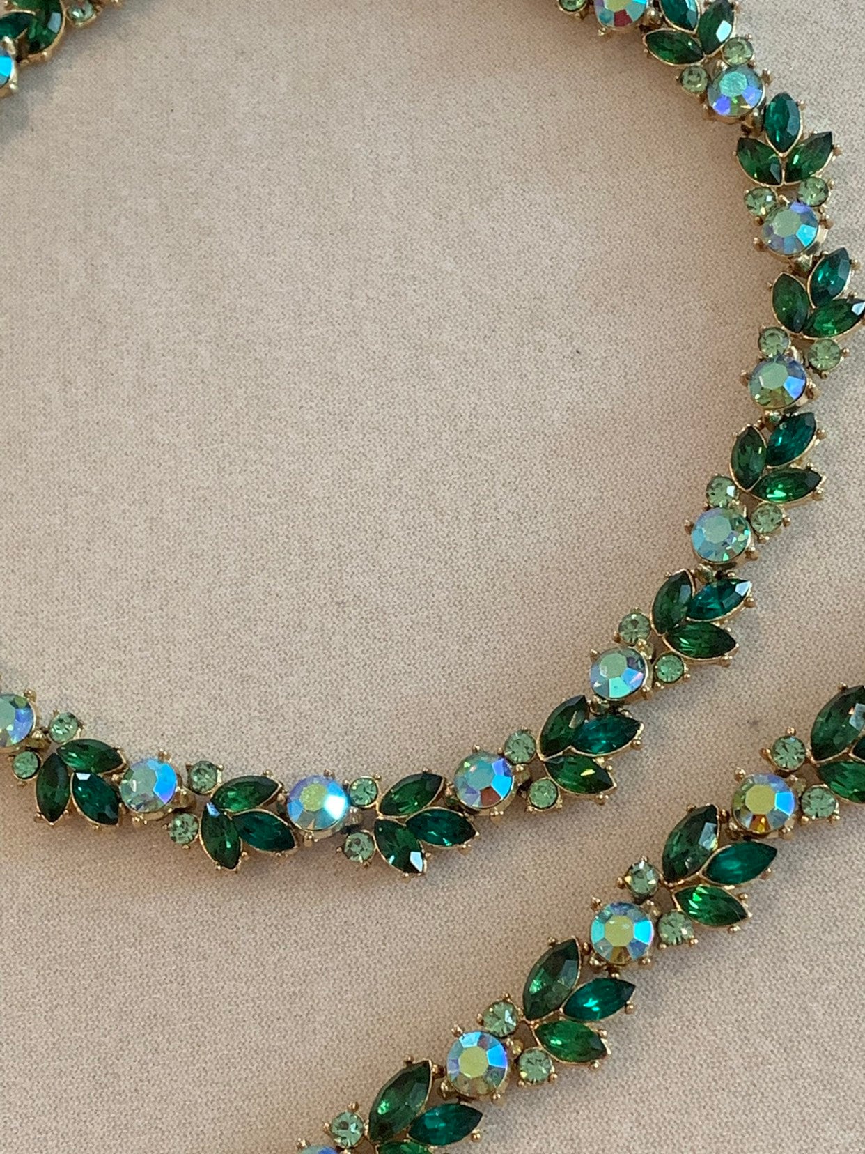 Trifari Vintage Emerald, AB Mint Rhinestone Necklace & Bracelet Set - Etsy