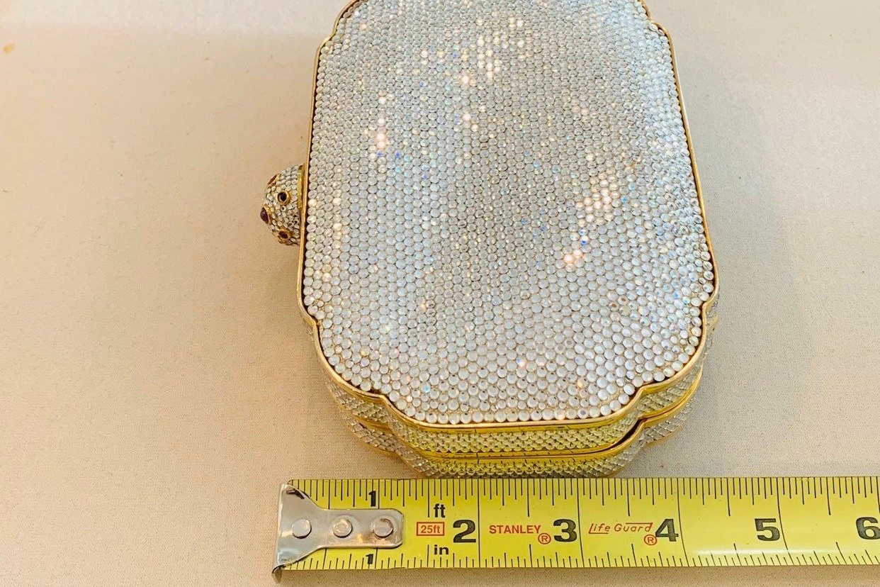 【保管袋付き】JUDITH LEIBER ベルト　ゴールド　ストーン　希少 Judith Leiber 1980s Gold Hippo & Black Cabochon Snakeskin