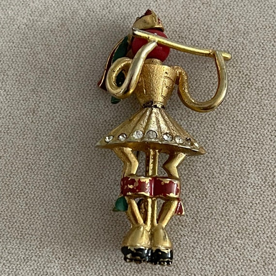 French Vintage Flute Player Pin Gem