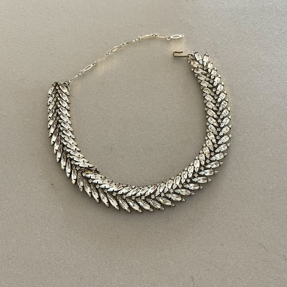 Vintage Marquise Rhinestone Necklace View 2